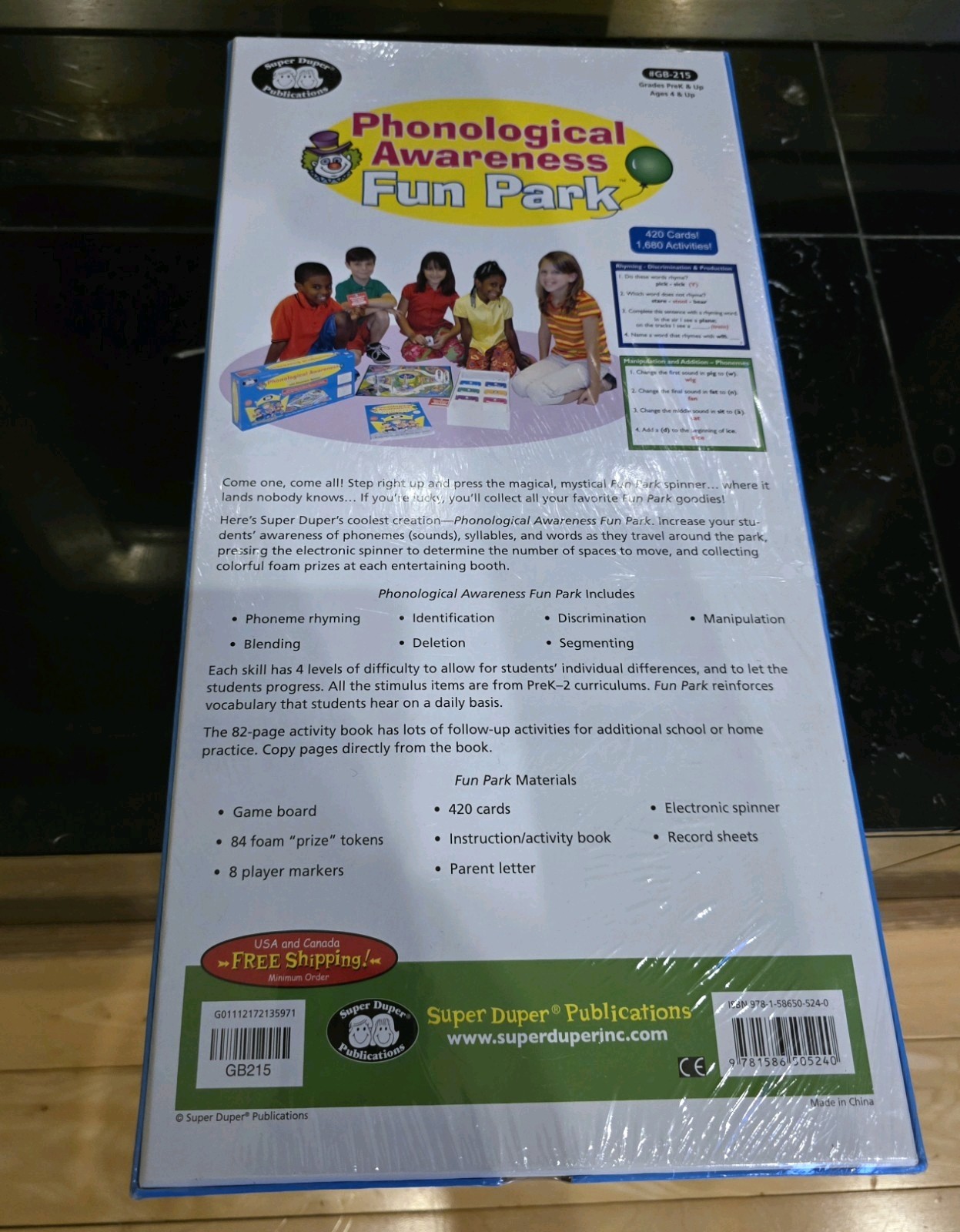 Phonological Awareness Fun Park With Electronic Spinner Super Duper Publications