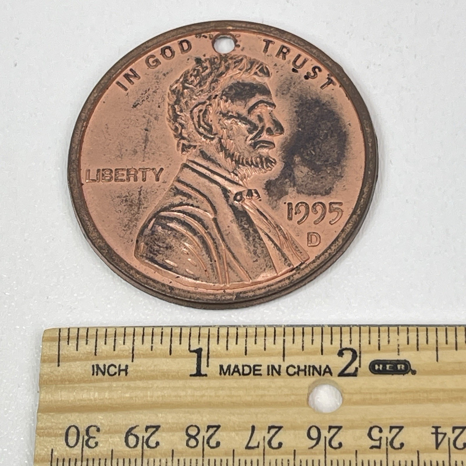 Novelty 2 inch Lincoln Penny Key Chain 1995 D Toy Money Coin Realistic Toy