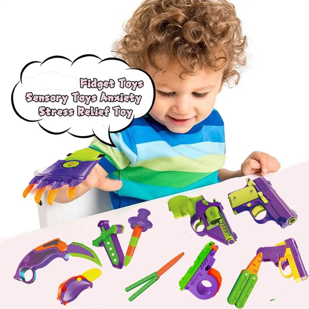 12 PCS Fidget Gun Toys Set, Kids for Boys Age 3-8, Prizes Small