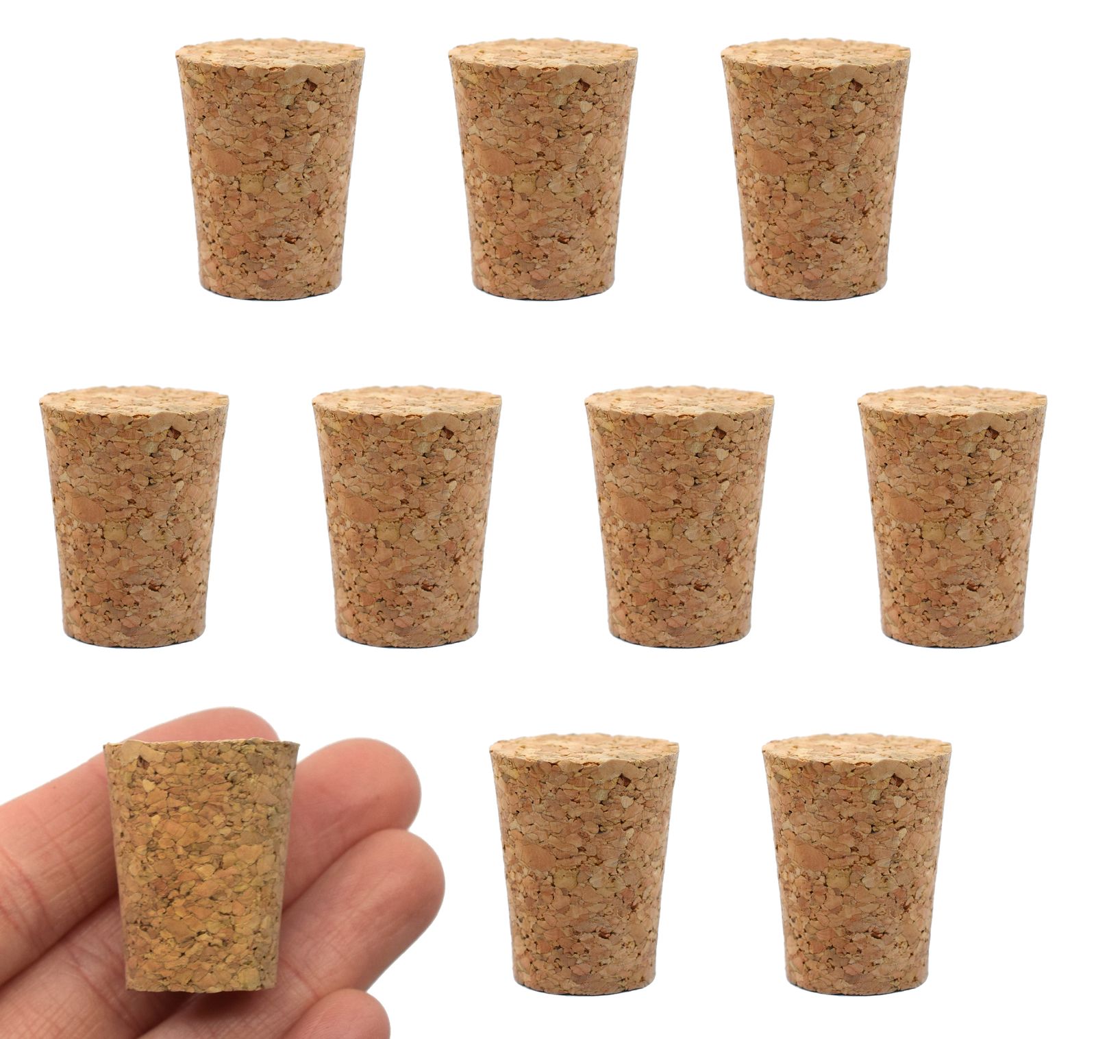 10PK Cork Stoppers, Size #9 – Tapered Shape – Eisco Labs