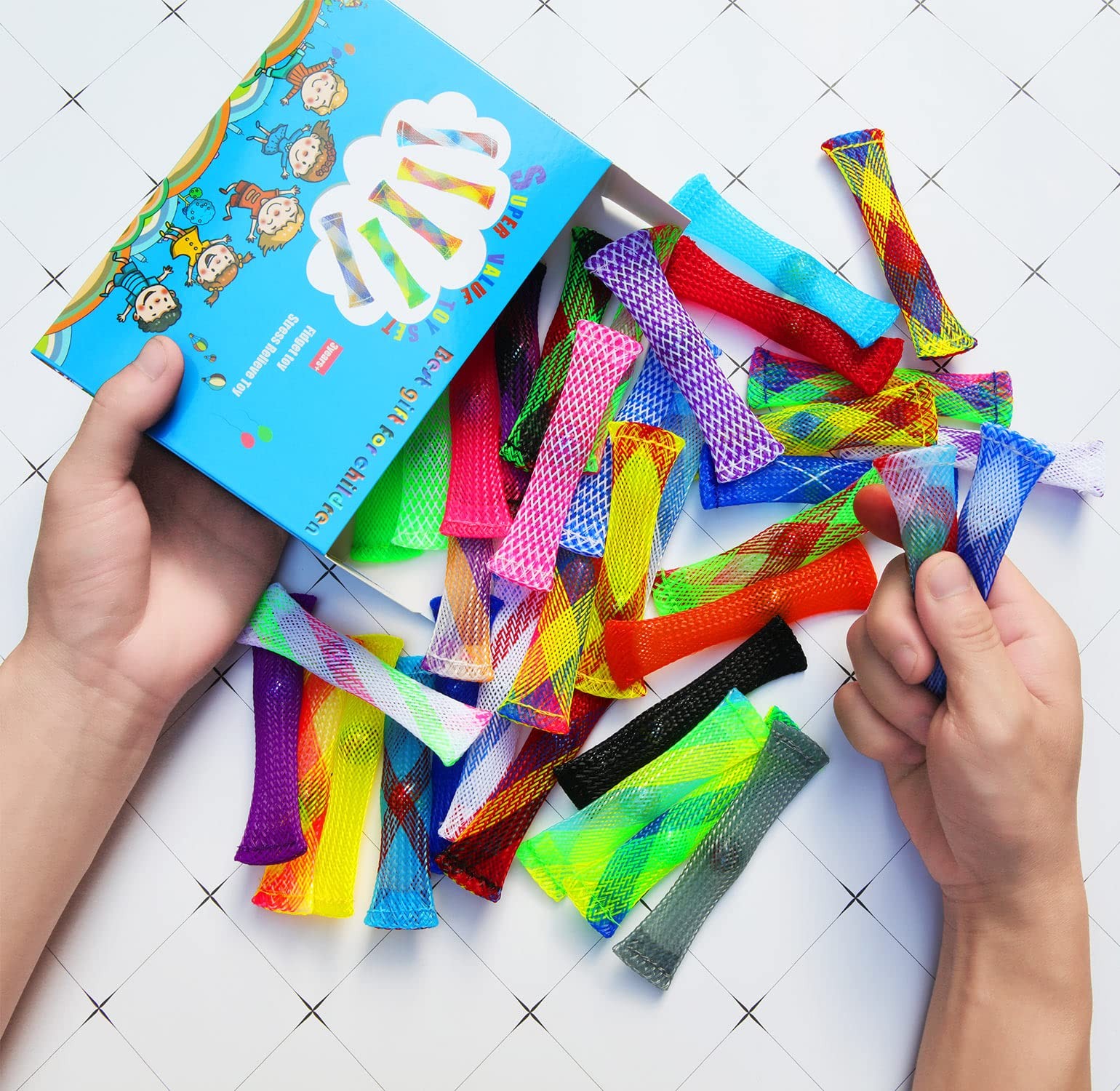 Fidget Toy 42 Pack Mixed Color Marble Mesh 4 inches / 10 cm, Colors