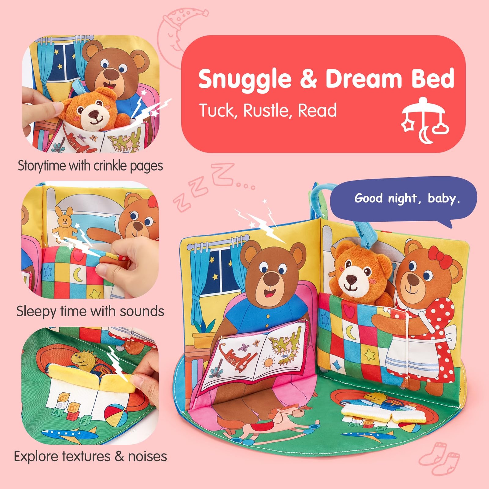 hahaland 3D Busy Book for 0-12 Months Small, Red, Blue, Green, Yellow, Pink