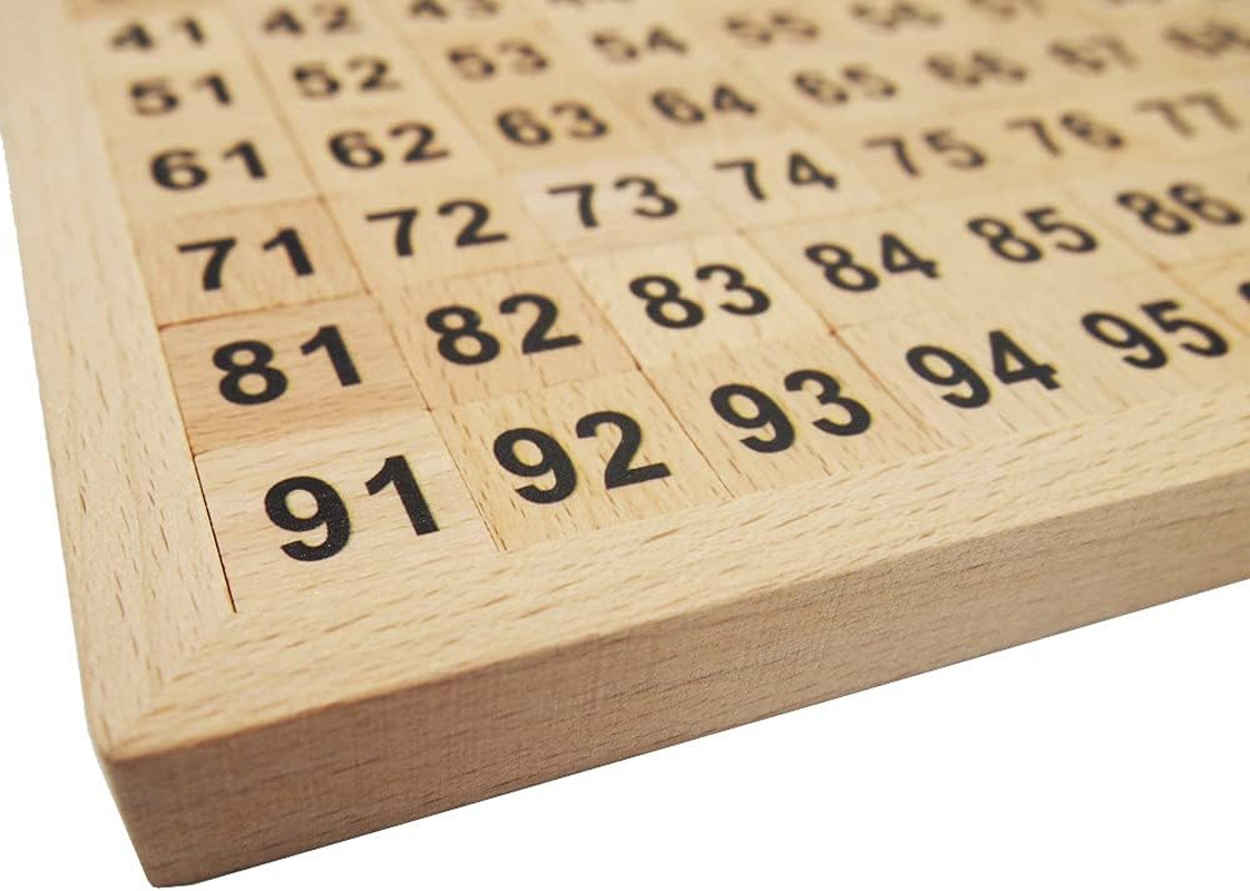 Wooden Hundred Board Montessori Math Counting Toys, 1-100 Numbers Kindergarten P