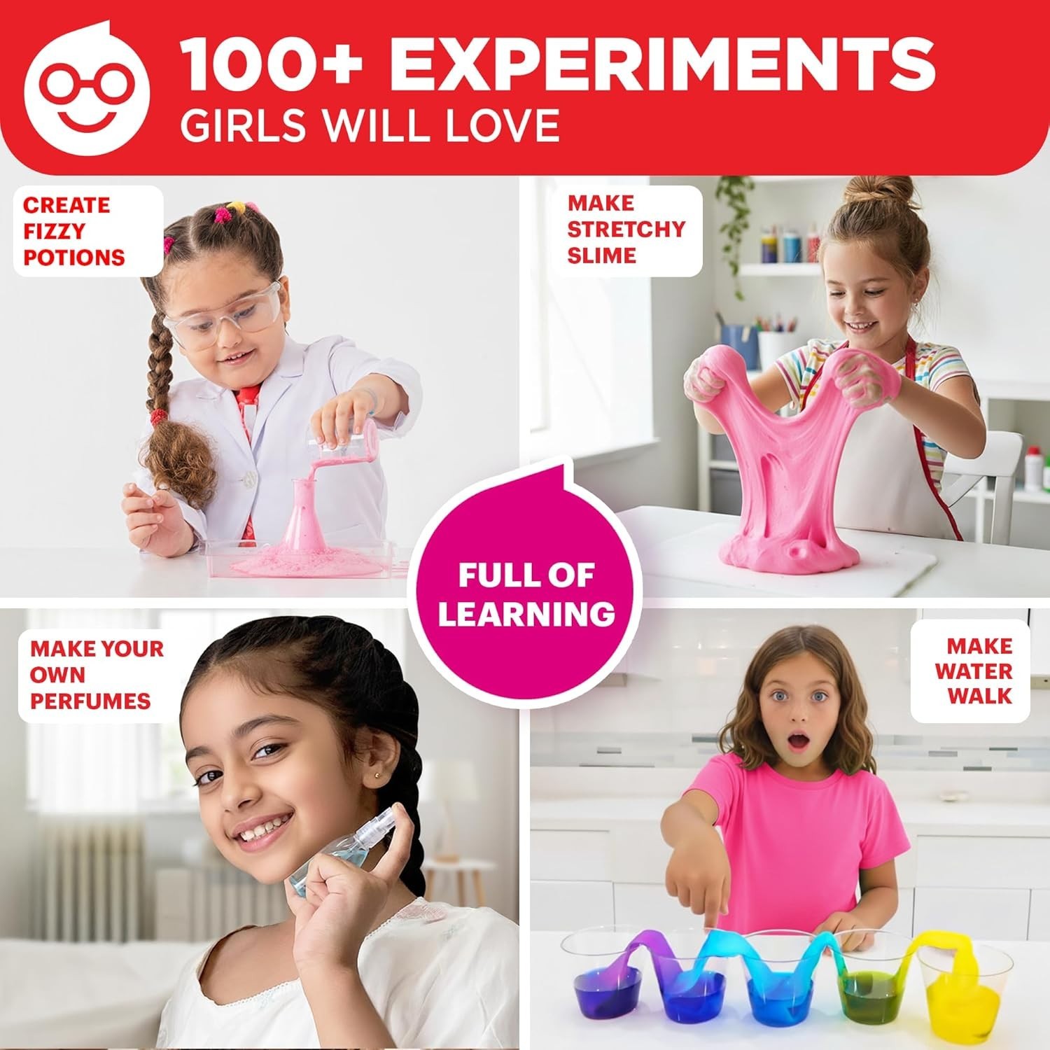 Girls First Science Experiment Kit for Kids Ages 4-5-6-7-8| Birthday Gift Ideas
