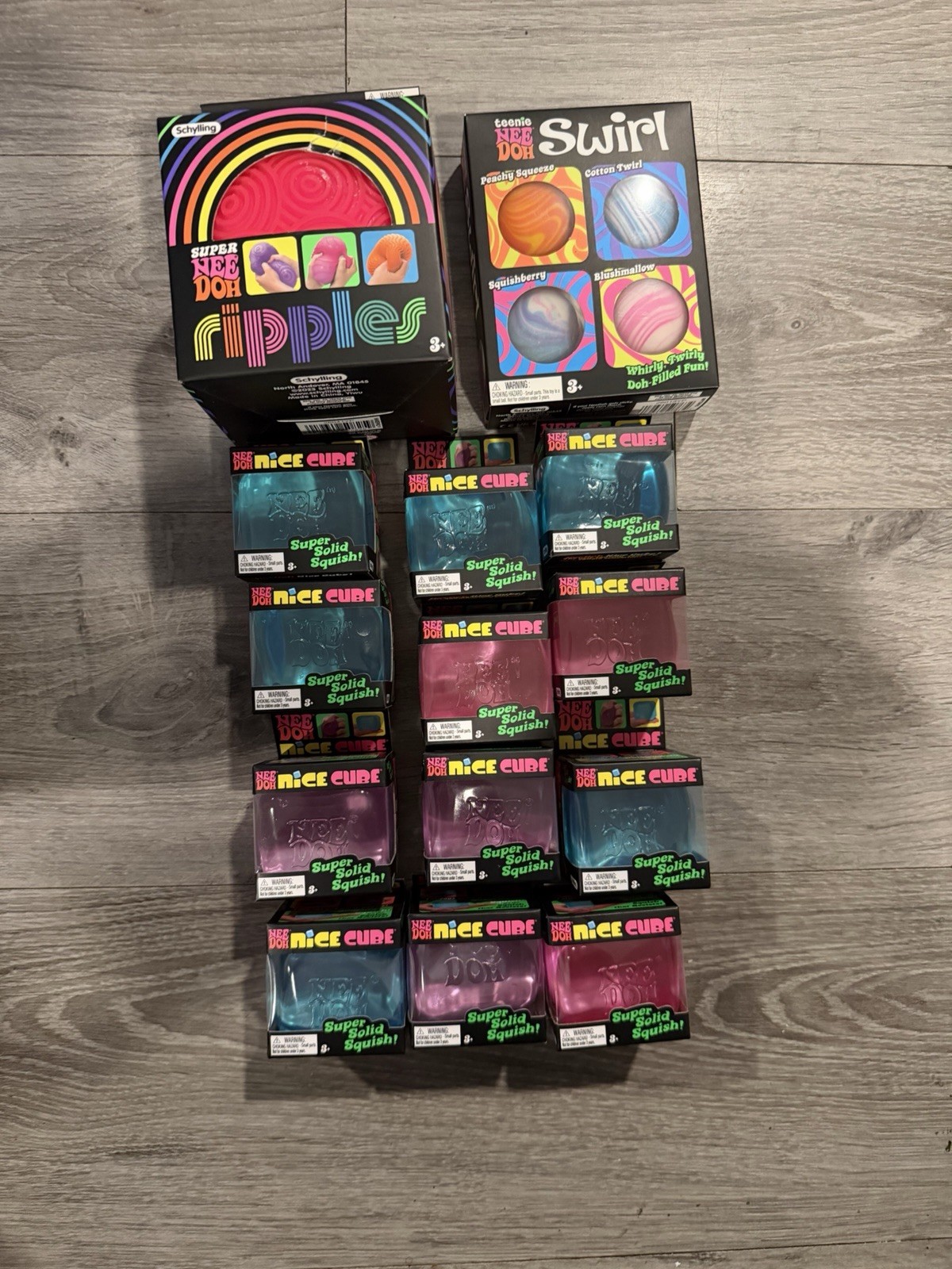 NeeDoh LOT x14 Nice Cube x12 + Super Ripples + Teenie Swirl 4pk NEW Sealed 2026