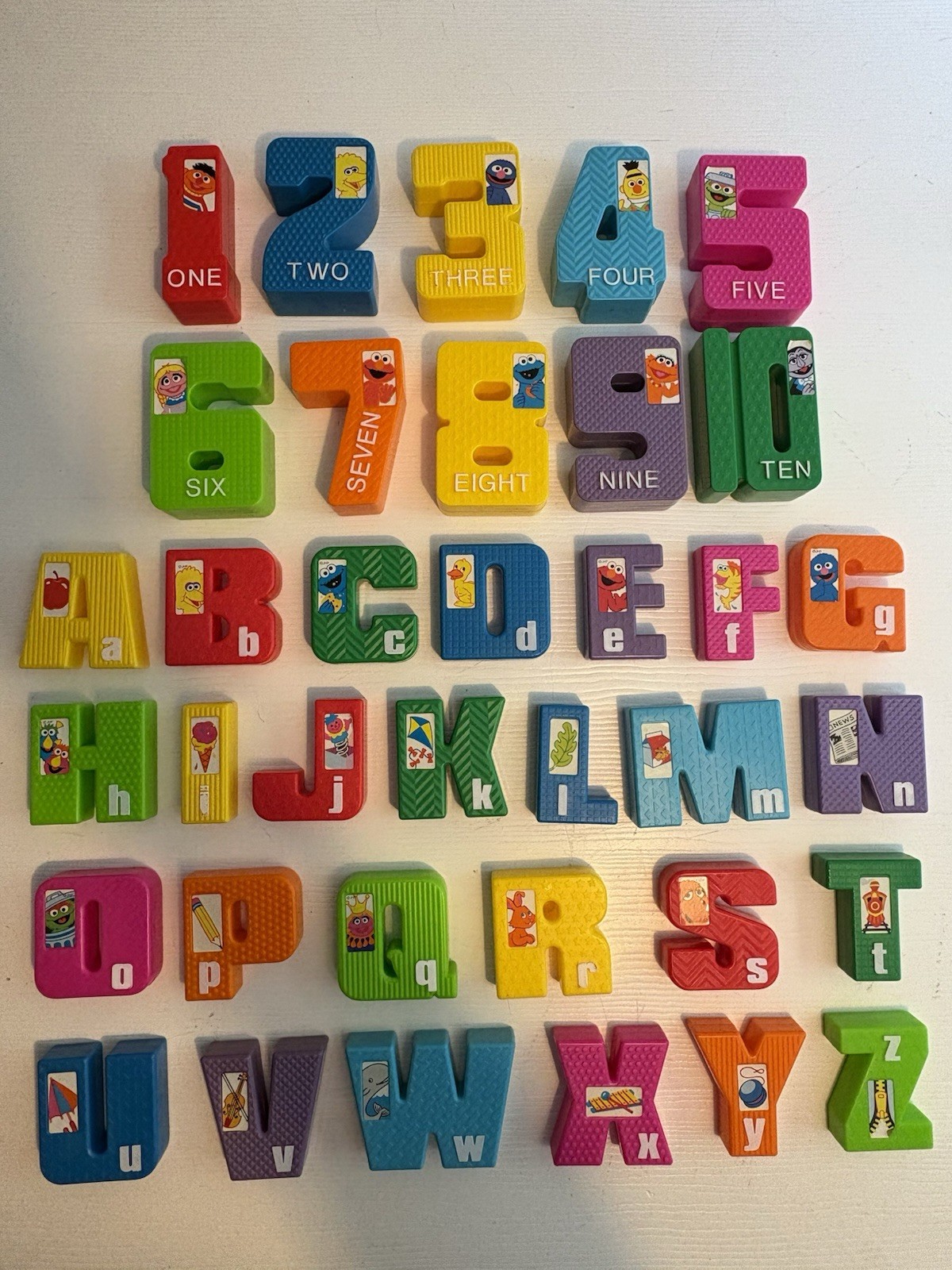 Vintage 1990s Tyco Sesame Street Textured Alphabet Letters A-Z + Numbers 1-10