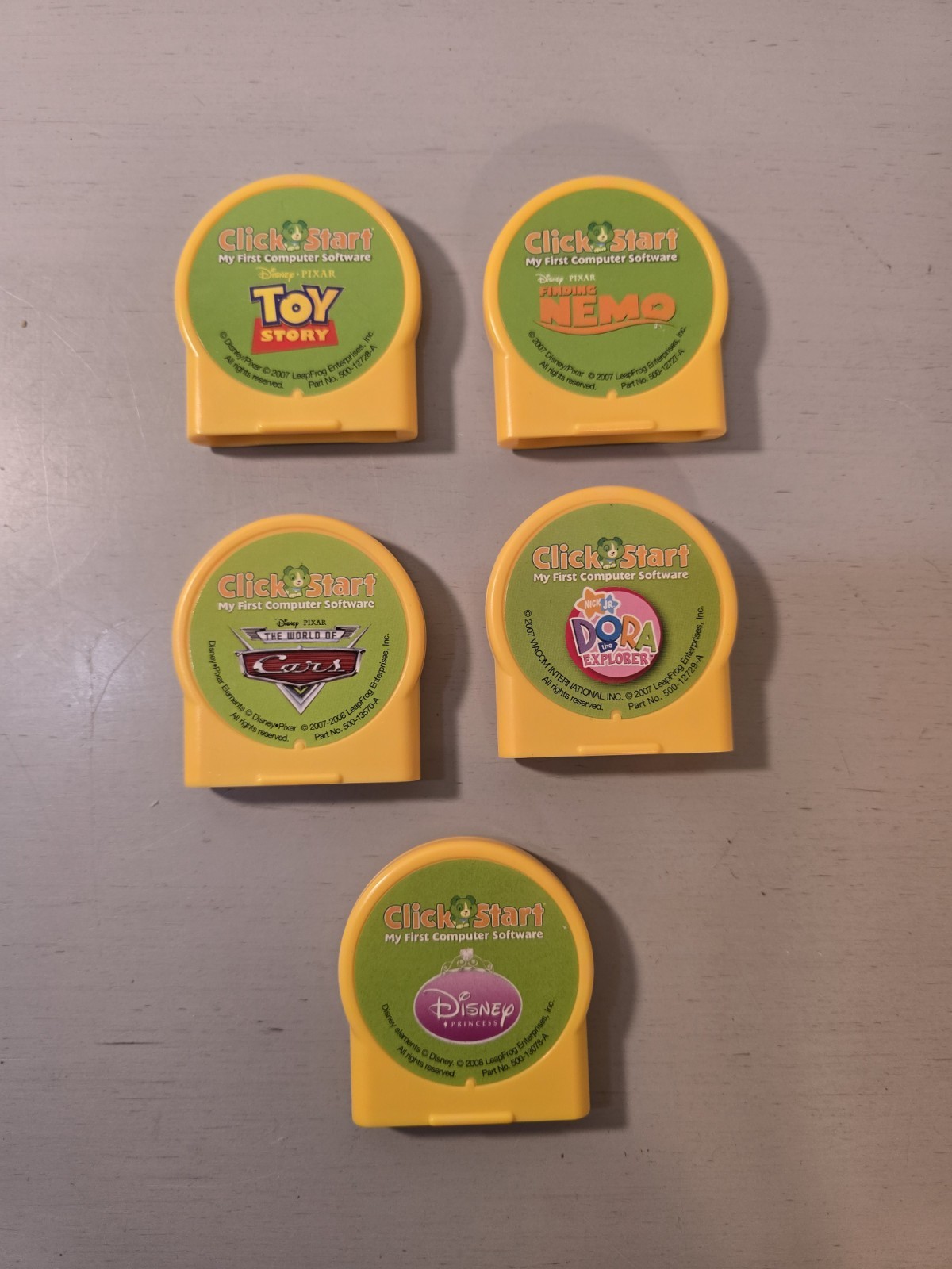 LeapFrog Click Start My First Computer 6 Games Cartridges Dora Nemo Disney Toy