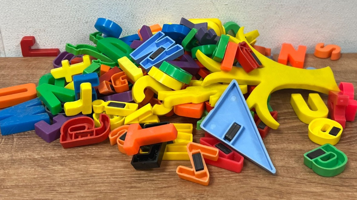 Lot Of Refrigerator Magnet Letters Numbers Shapes Plastic Toys