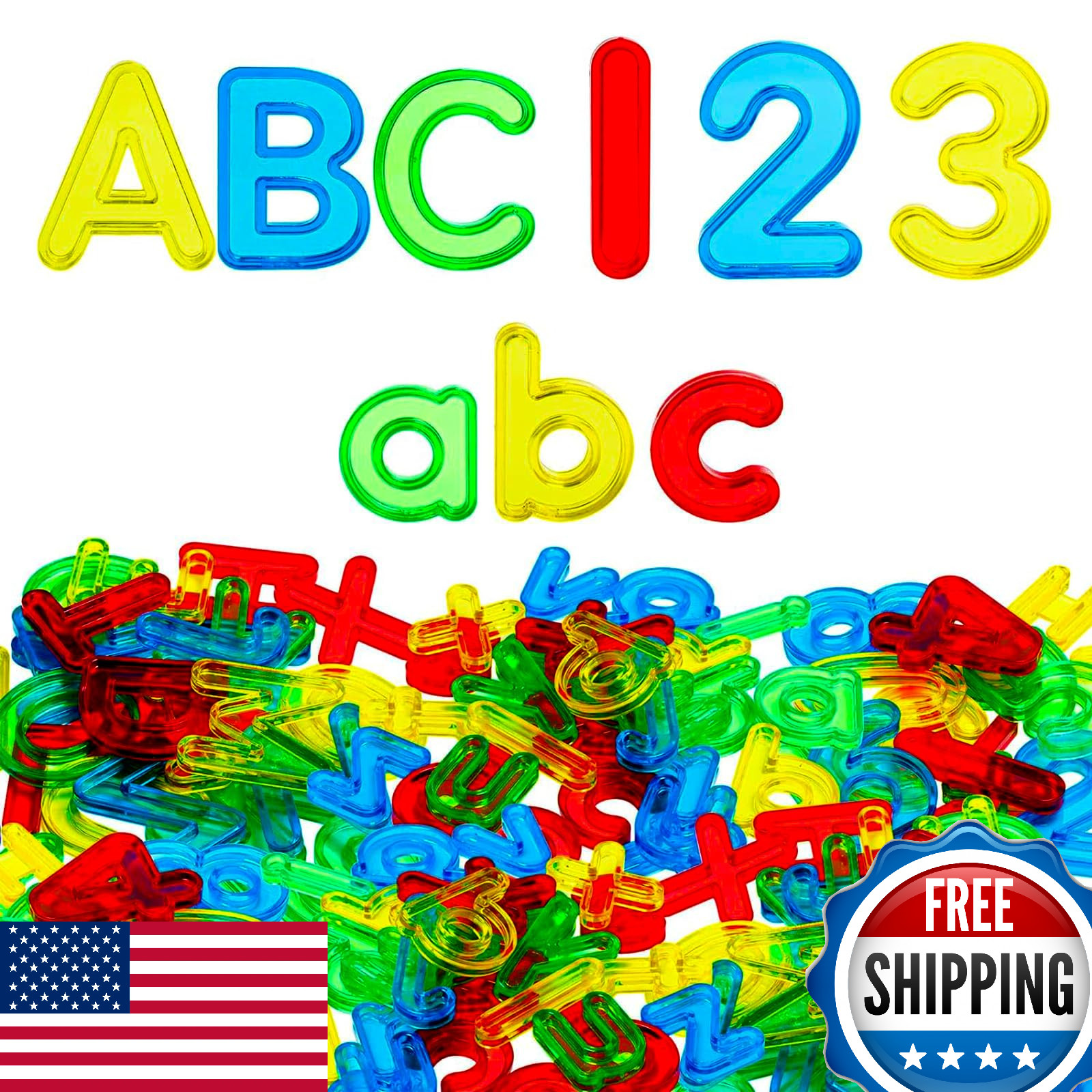 Bbiamsleep 134 Pcs Multi-Color Transparent Plastic Letters & Numbers Set