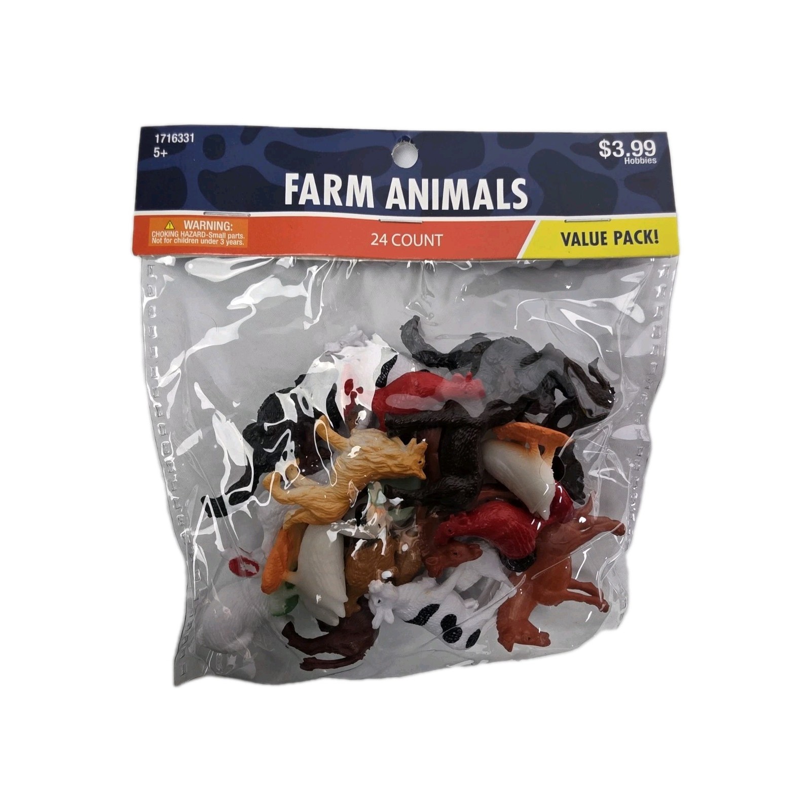 Farm Animal Figures Toy Plastic Kids Playtime 24 Pieces Value Pack New