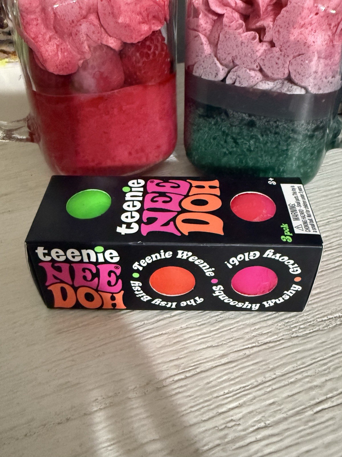 NEW Teenie NeeDoh 3 Pack Squishy Stress Toy Groovy Glob Green Red Pink