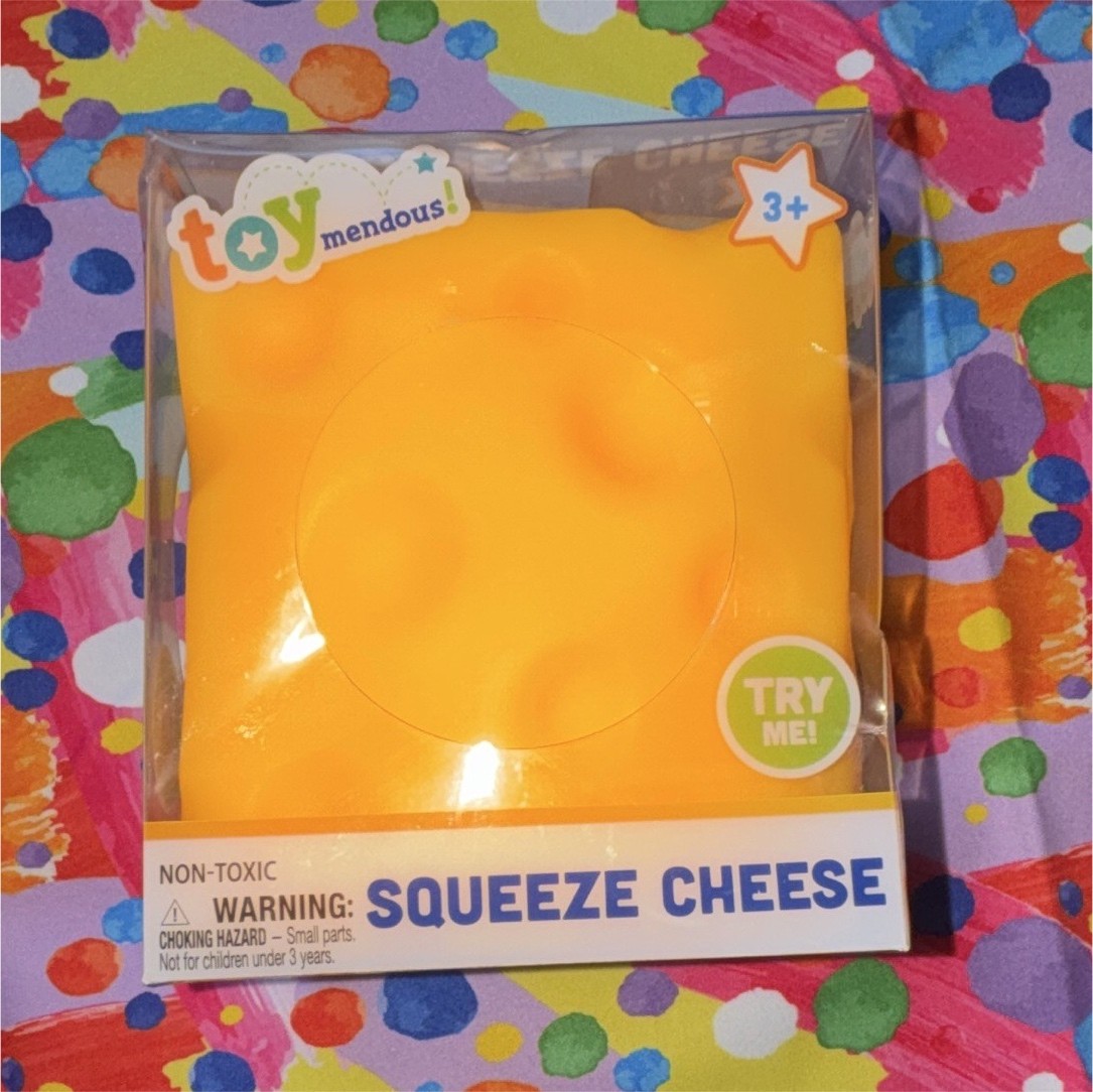 Toy Mendous Squeeze Cheese Tactile Squishy Toy, Yellow, Ages 3+, MPN 470385