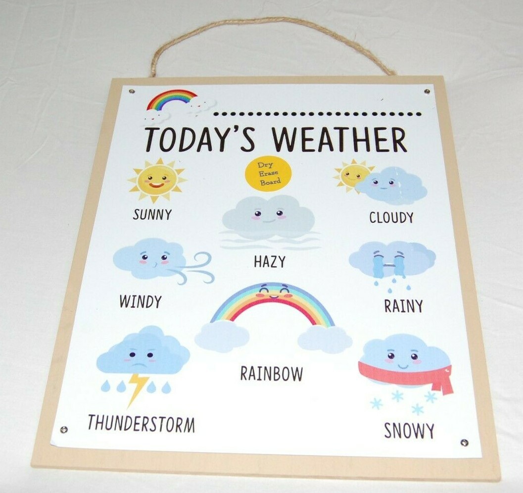 TODAY’S WEATER DRY ERASE HANGING WOOD BOARD CUTE FOR KIDS