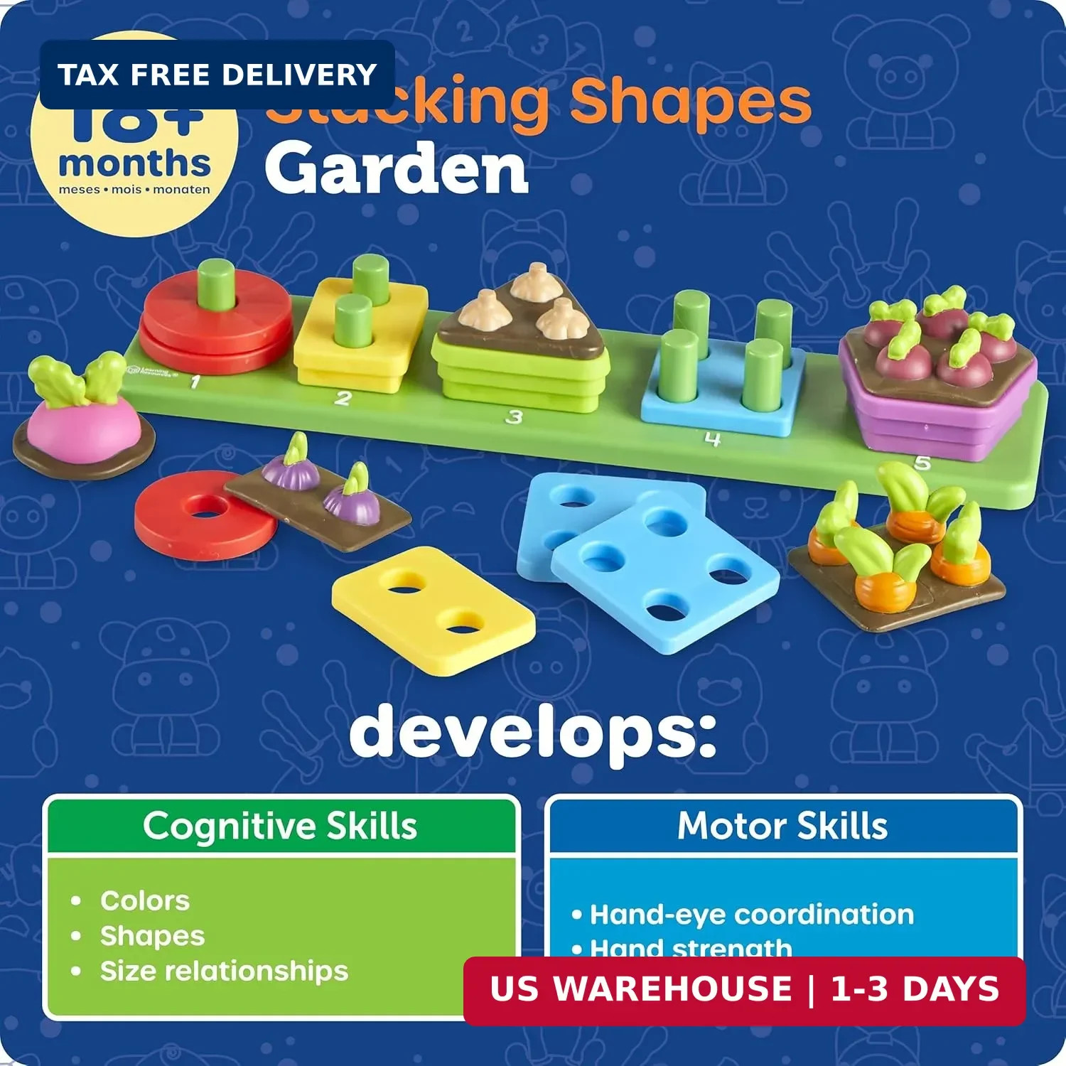 Learning Resources Stacking Shapes Garden, Fine Motor Skills, Stacking and Sorti