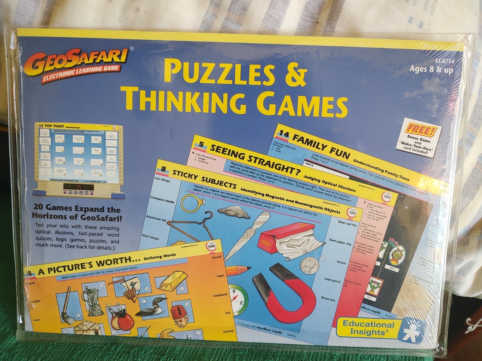 Lot Of 2 Geosafari Electronic Learning Game Cards, New, Complete, 1991