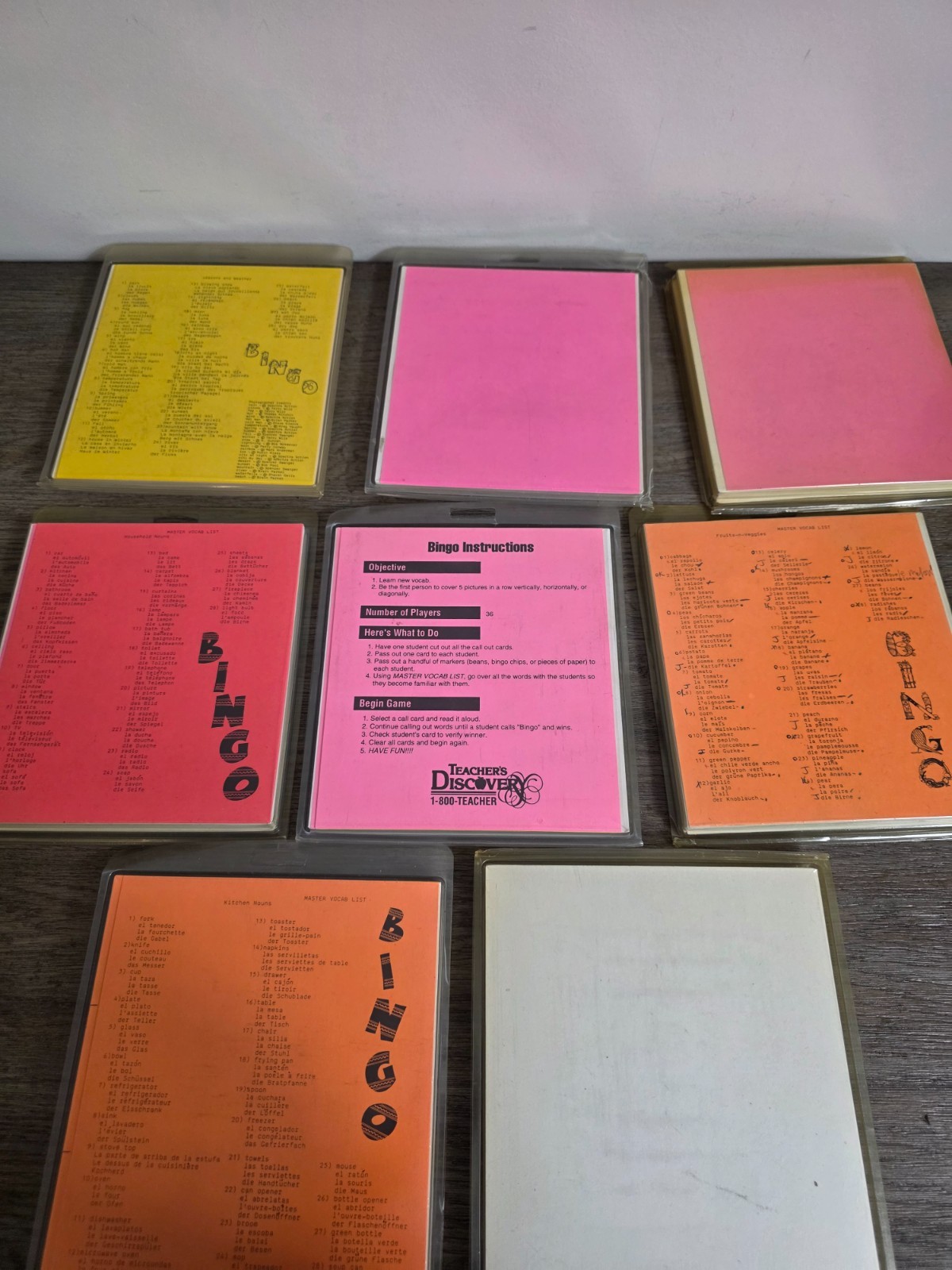 Lot of Eight (8) Teacher’s Discovery Bingo Card Sets Classroom Homeschool READ