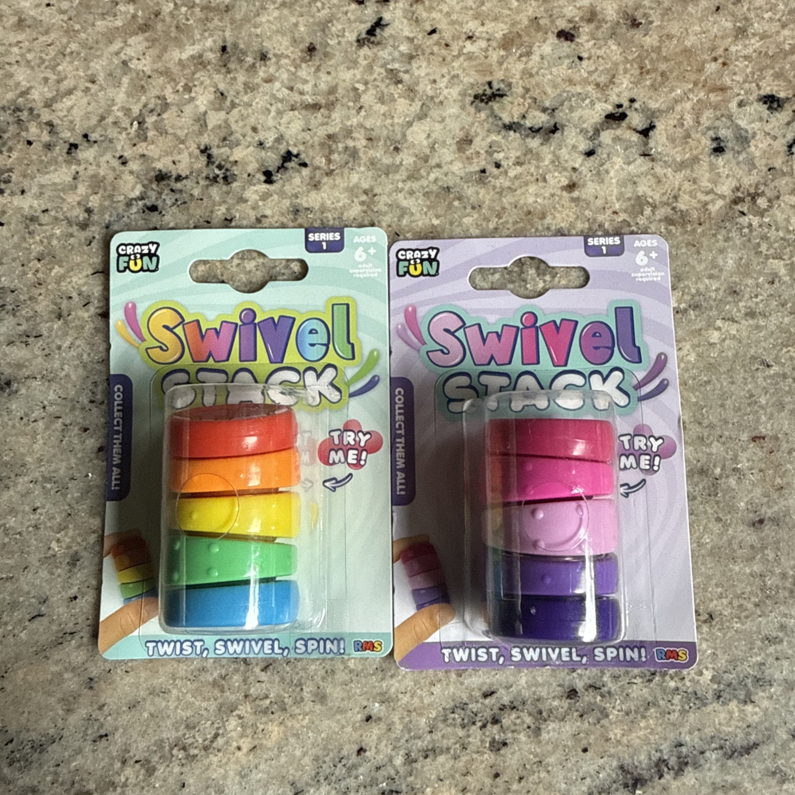2 Pack Crazy Fun Swivel Stack Tactile Sensory Toy Ages 6+ 4-7 8-11 Years Kids