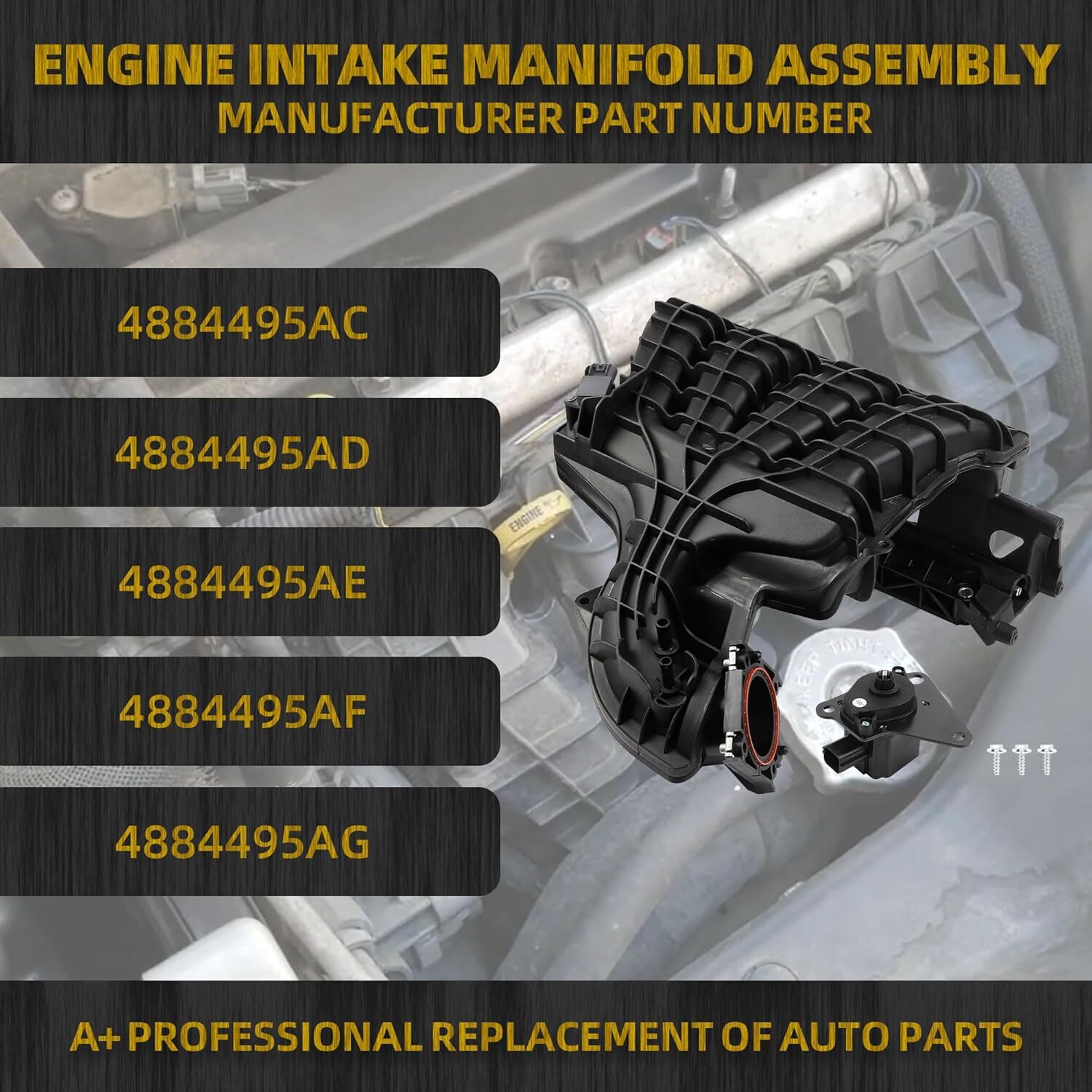 Dasbecan Engine Intake Manifold with Flow Control Valve Air Pressure Sensor