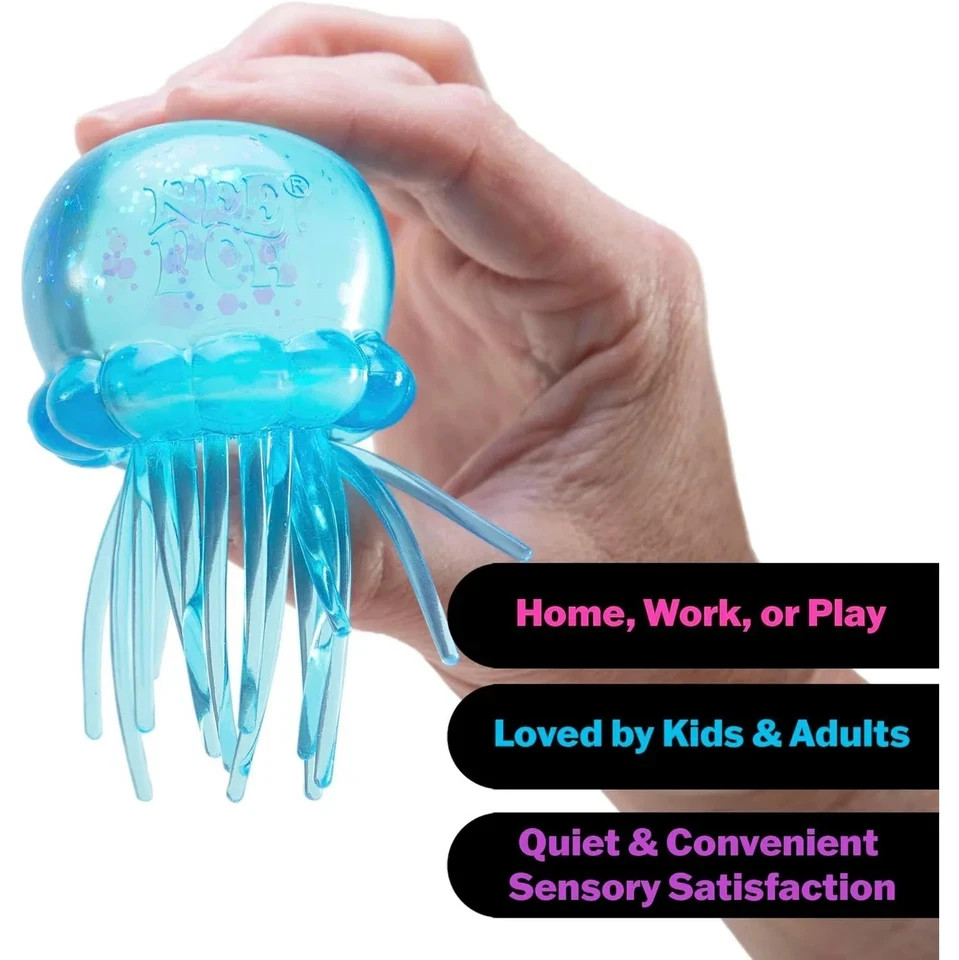 Jelly Squish Jellyfish Fidget Toy Sensory Stress Squishy Blue , toys for kids