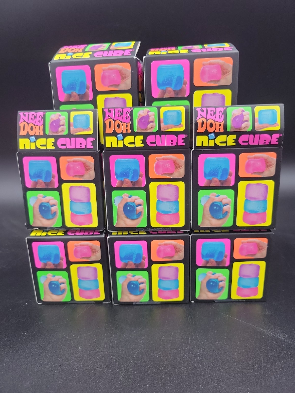 NeeDoh Nice Cube Super Solid Squish! Blue Pink Purple Lot Of 8 New In Boxes