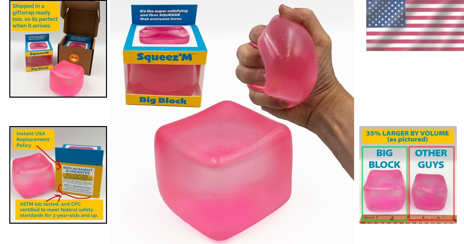 Schylling Needoh Nice Berg – Giant Needoh Nice Cube – Sensory Squeeze Toy with a