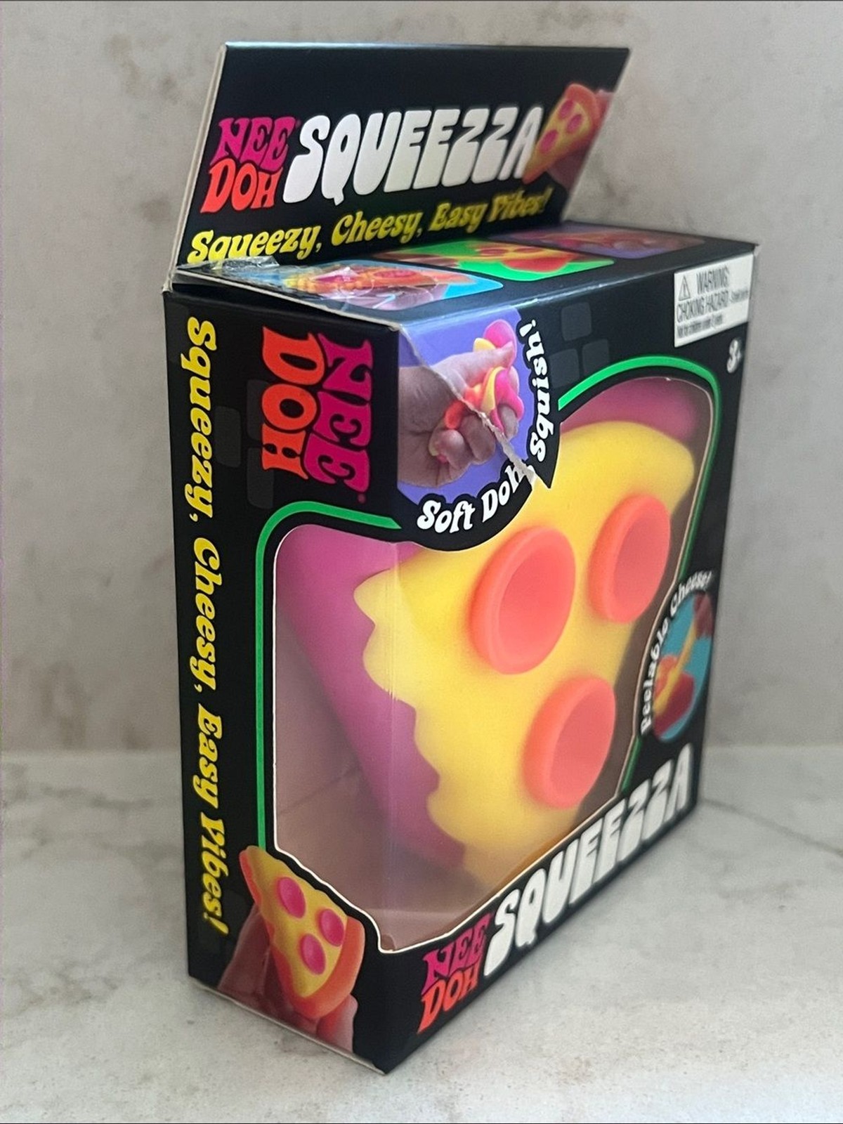 NeeDoh Pink, Yellow & Orange Squeezza Pizza Nee Doh Squishy Sensory Fidget Toy