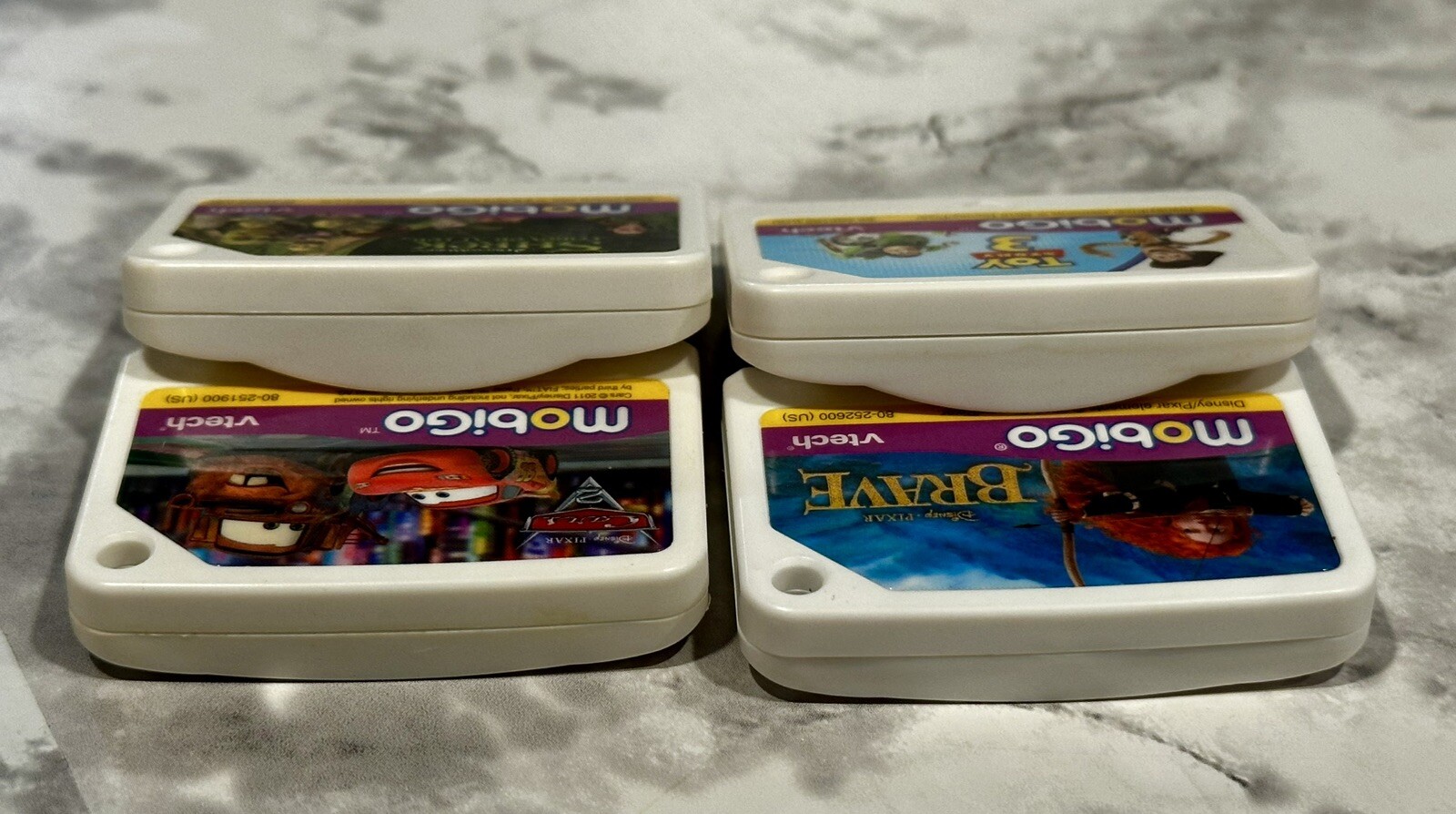 Lot of 4 Vtech MobiGo Loose Learning Games Shrek, Cars, Brave, Toy 3 – TESTED!
