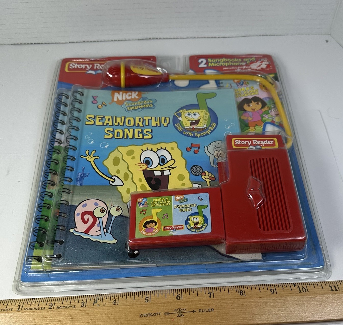 Y2K SpongeBob Dora The Explorer Story Reader 2 Songbooks and Microphone Set NEW
