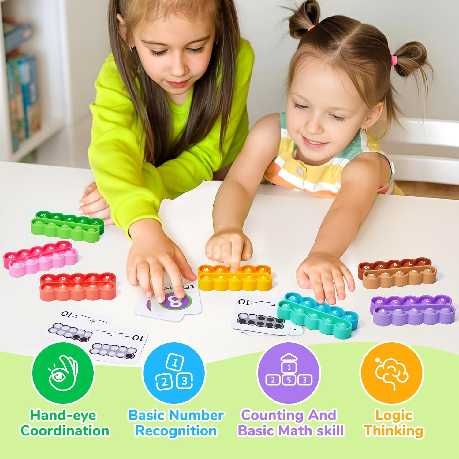Joycat Ten-Frame Math Learning Tools for Elementary-24 Ten Frames and 20 Task Ca