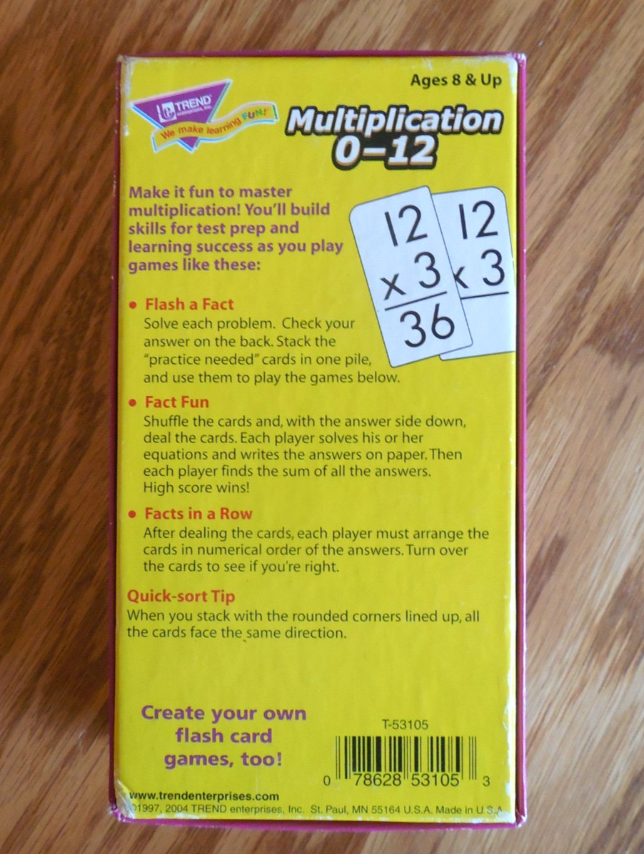 MINT TREND Multiplication 0-12 Flash Cards for Ages 8+ w 91 Self-Checking Cards
