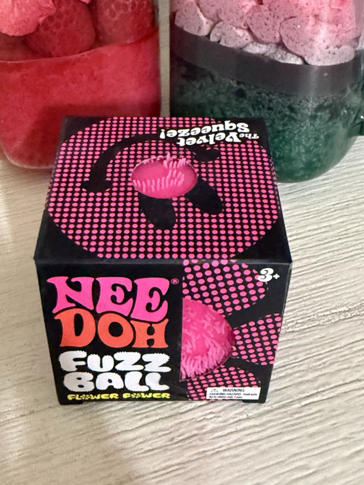 Pink Needoh FUZZ BALL Flower Power Nee Doh Squishy NEE-DOH Fuzzball AUTHENTIC US