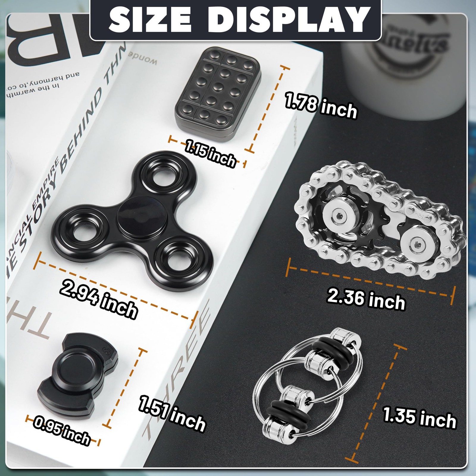 5 Pcs Metal Fidget Toys Adults Teens Magnetic Slider Stress Relief Desk Toy