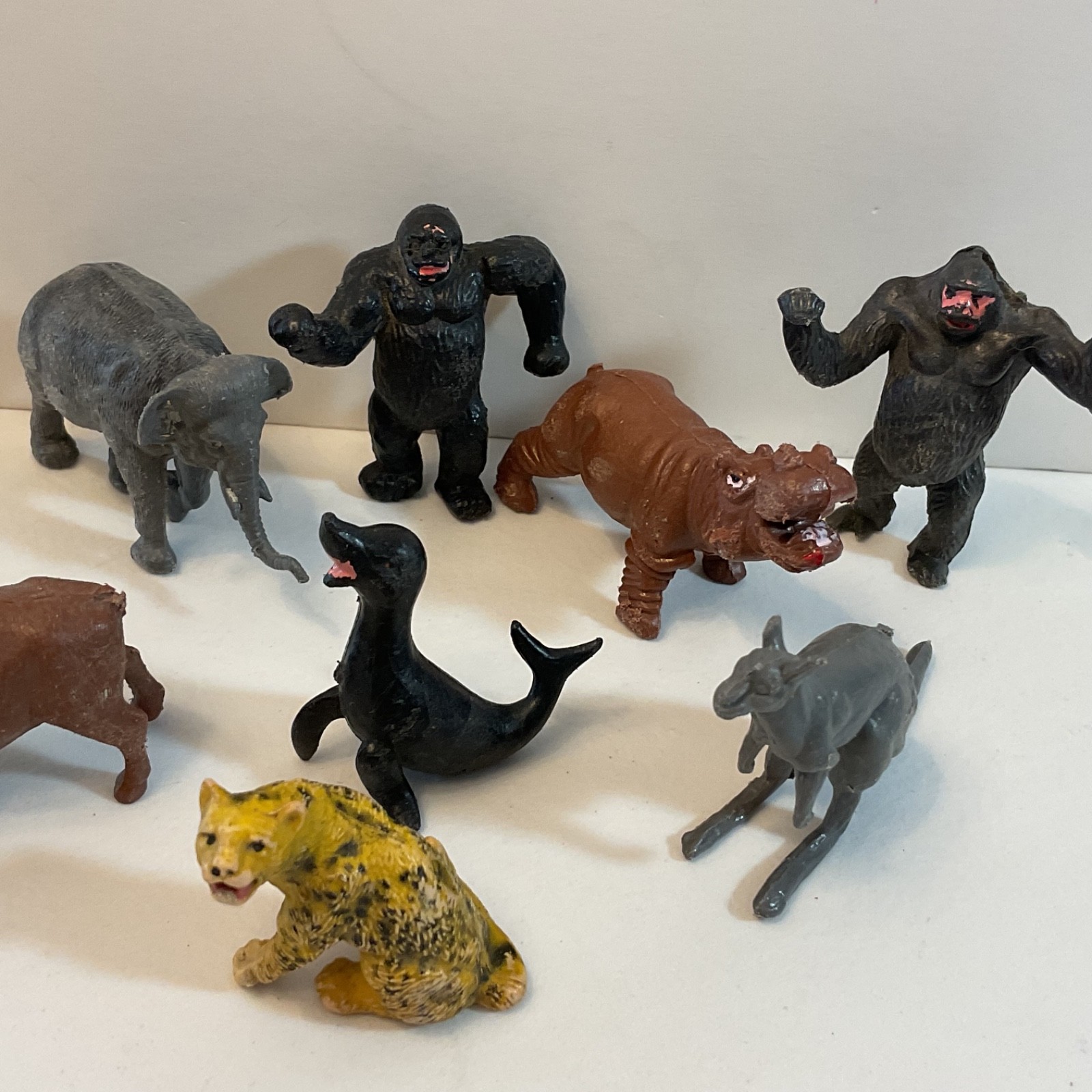 Vintage Larami Corp & Hong Kong Small Animal Figures Lot of 8 Various 2” Tall