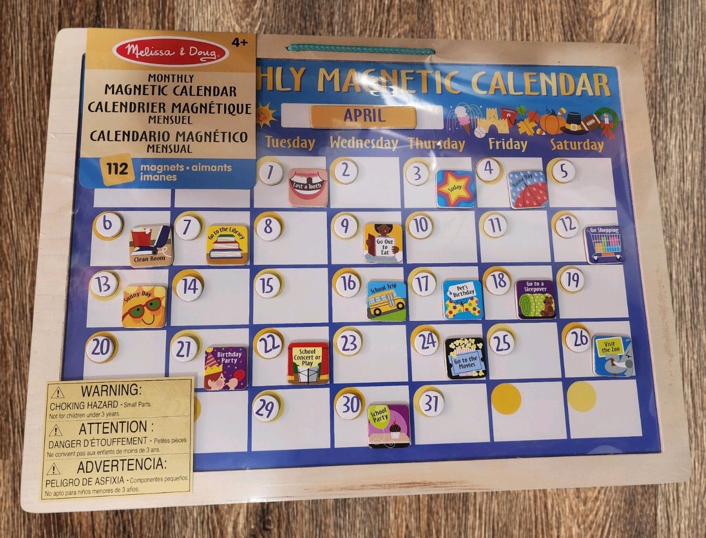 ​Melissa & Doug My Monthly Magnetic Calendar Wooden Daily Activity Board NEW