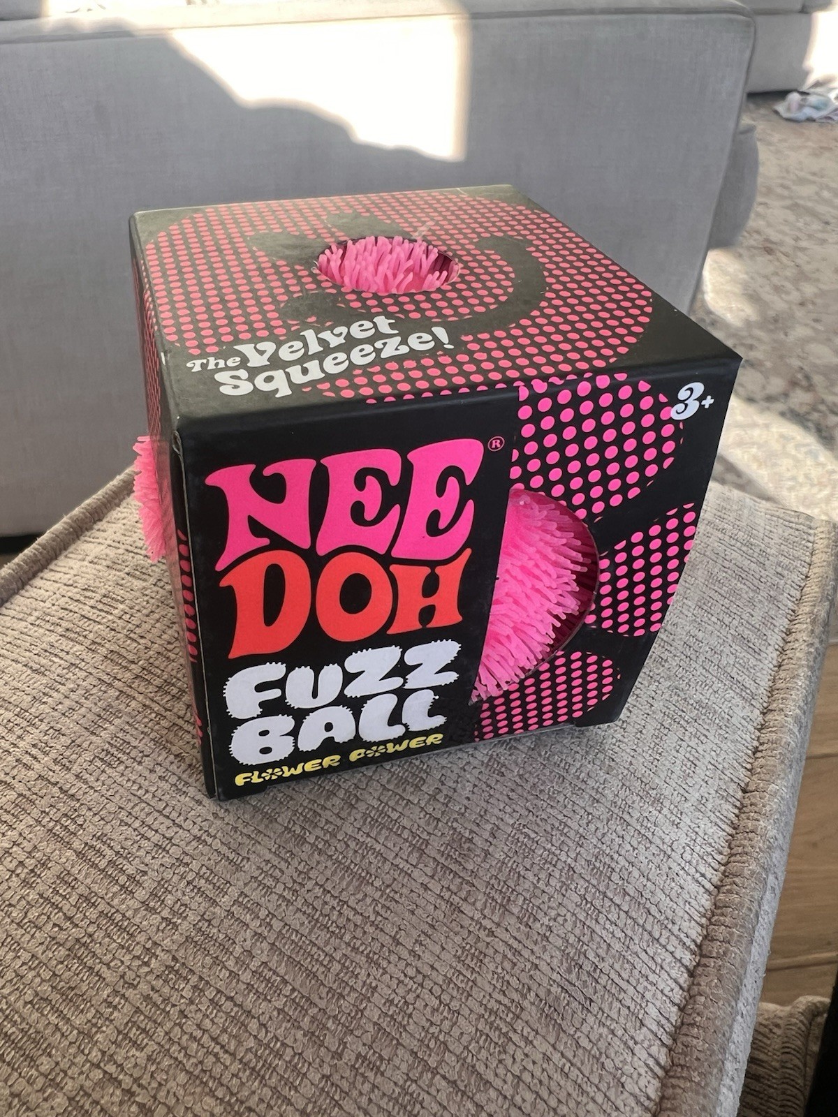 Schylling Nee Doh Fuzz Ball Flower Power Pink Velvet Squeeze Toy Ages 3+ (2024)