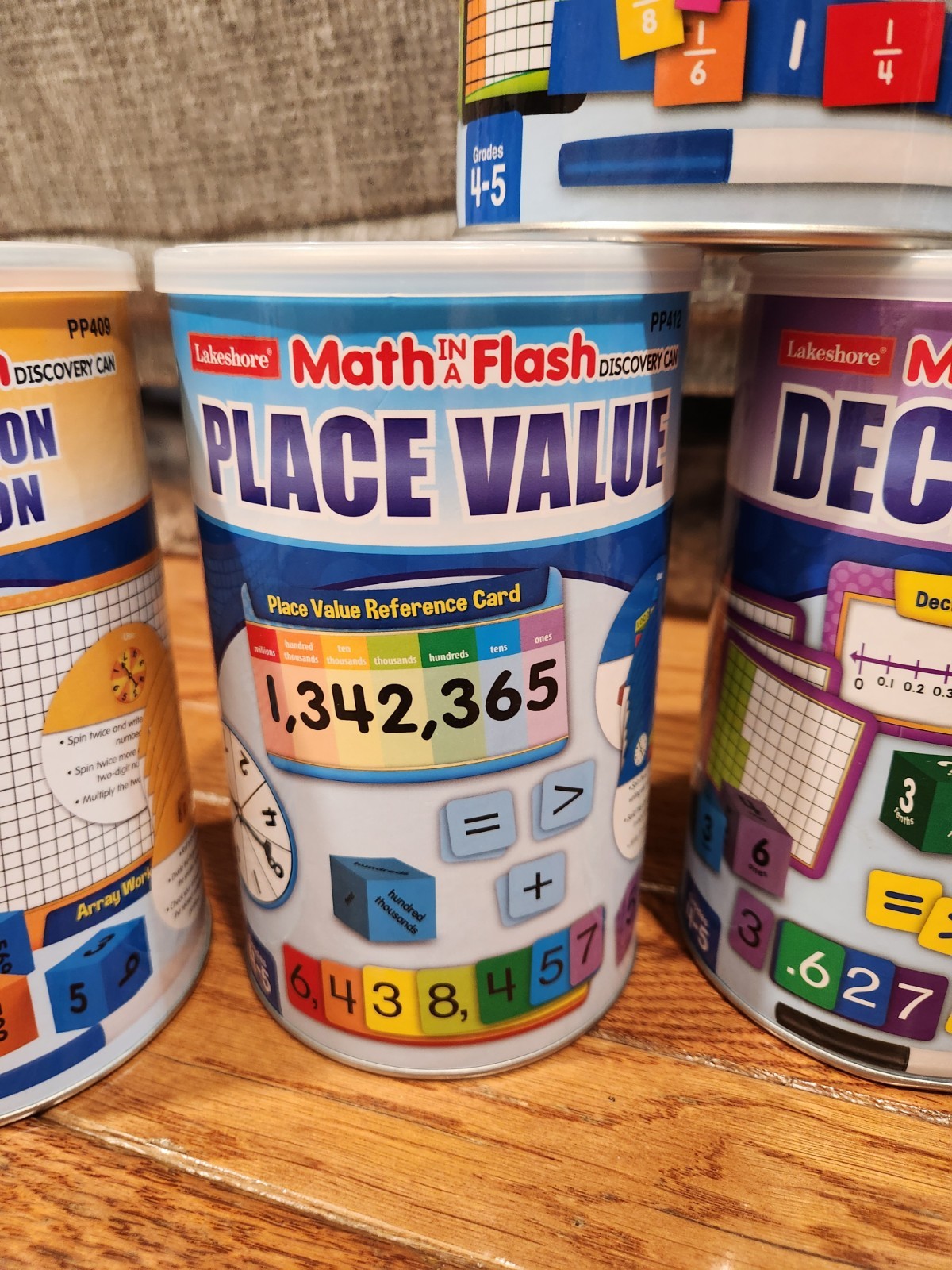 Lakeshore Math In A Flash Discovery Cans **COMPLETE SET for Grades 4-5**