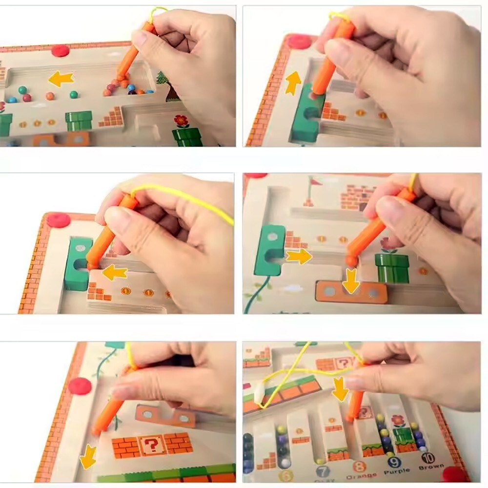 Magnetic Color and Number Maze, Montessori Wooden Toddler Magnet Puzzle Game