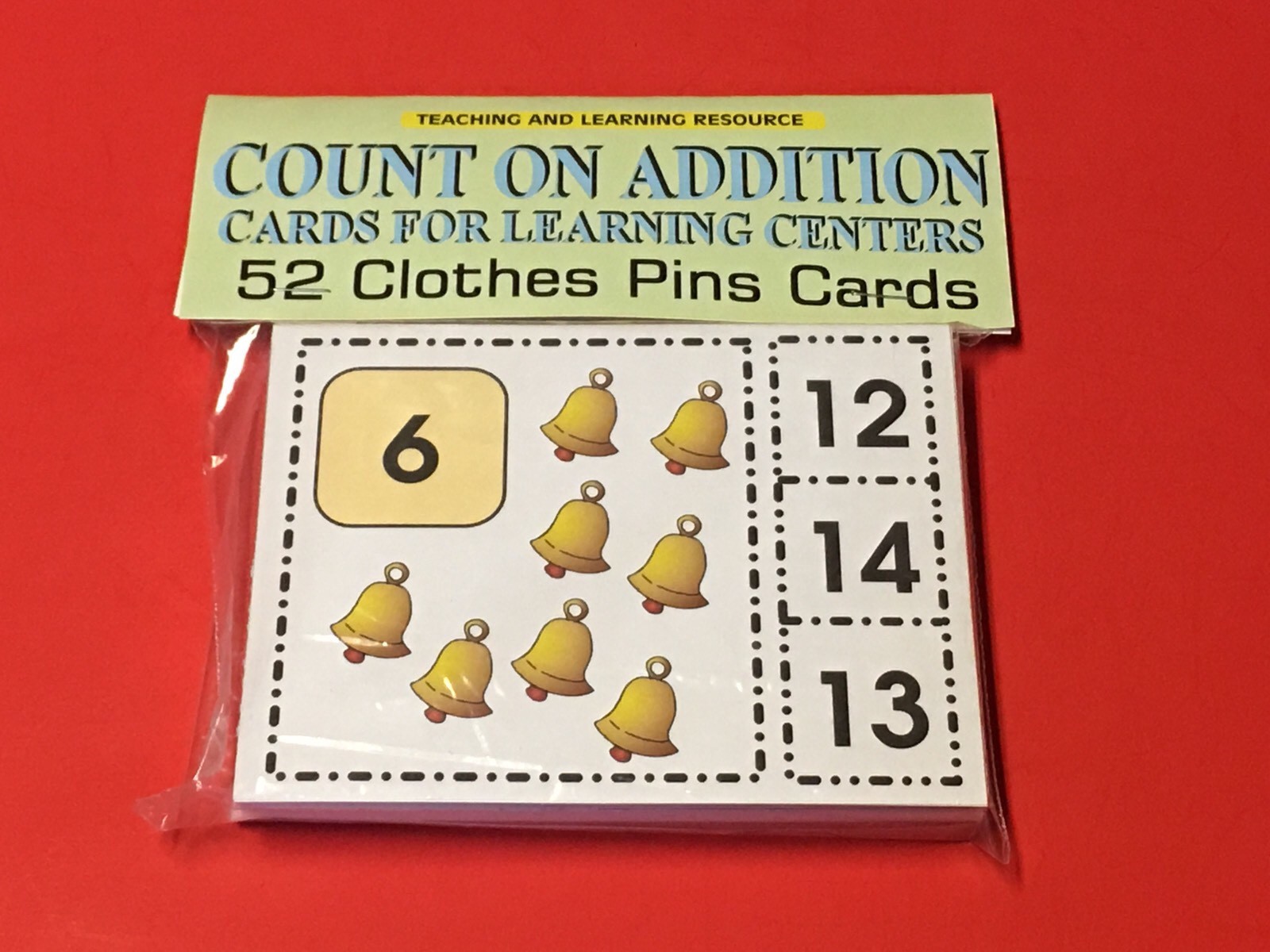 Count On Addition Cards – Cards for Learning Center 52 Cards-Letters Teaching