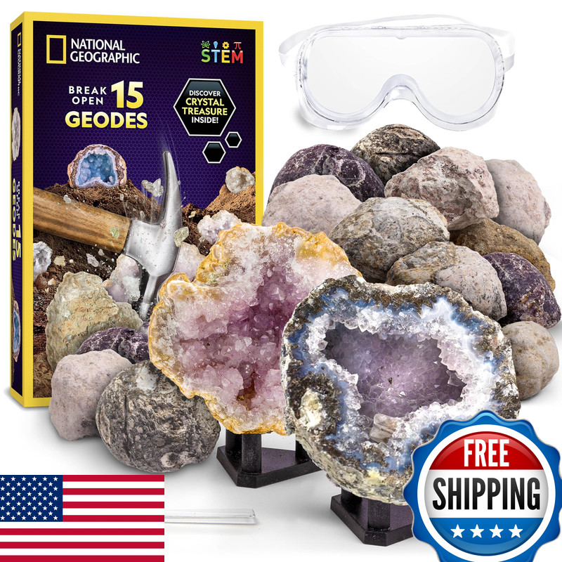 Blue Marble National Geographic Break Open 15 Premium Geodes Science Kit –