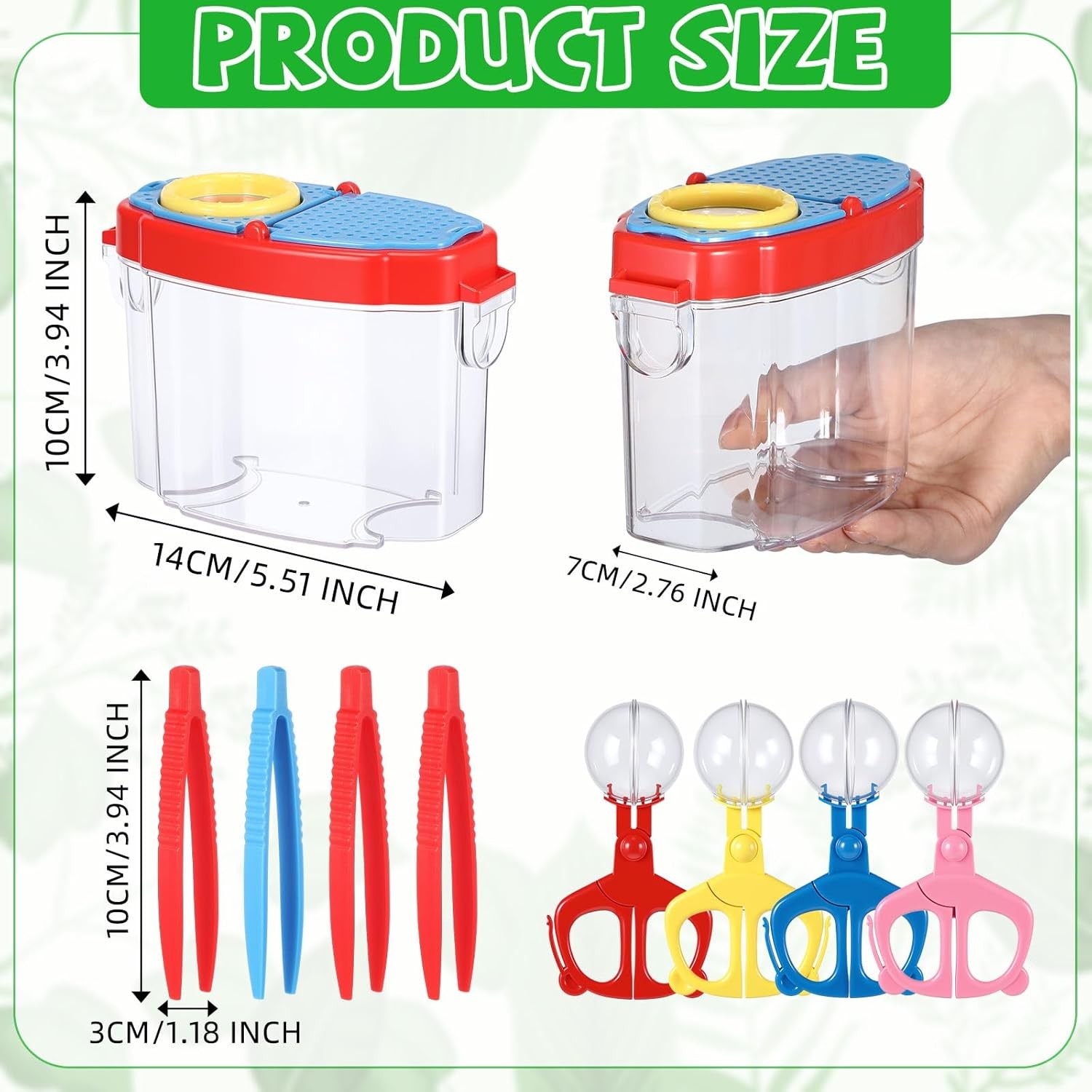 Halloscume 4 Set Bug Catcher for Kids Bug Viewer and Insects Tweezer for Student