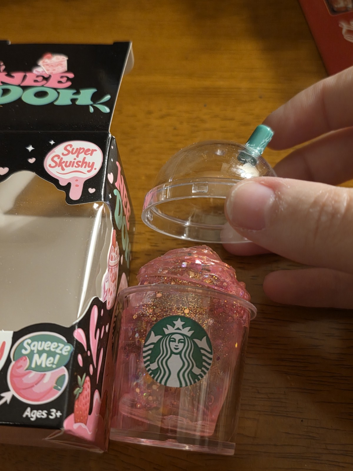Small Pink Starbucks Strawberry Pink Drink Sugar Filled Squishy Toy, New In box