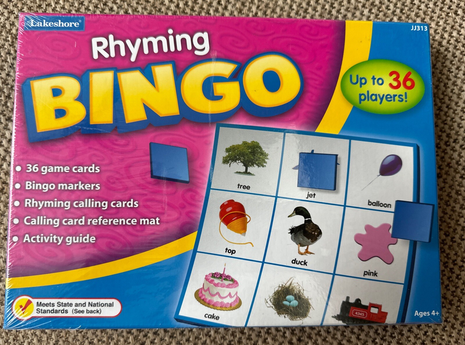 NEW SEALED Lakeshore Rhyming Bingo Game, Rhyming Words, Ages 4 and Up, JJ313