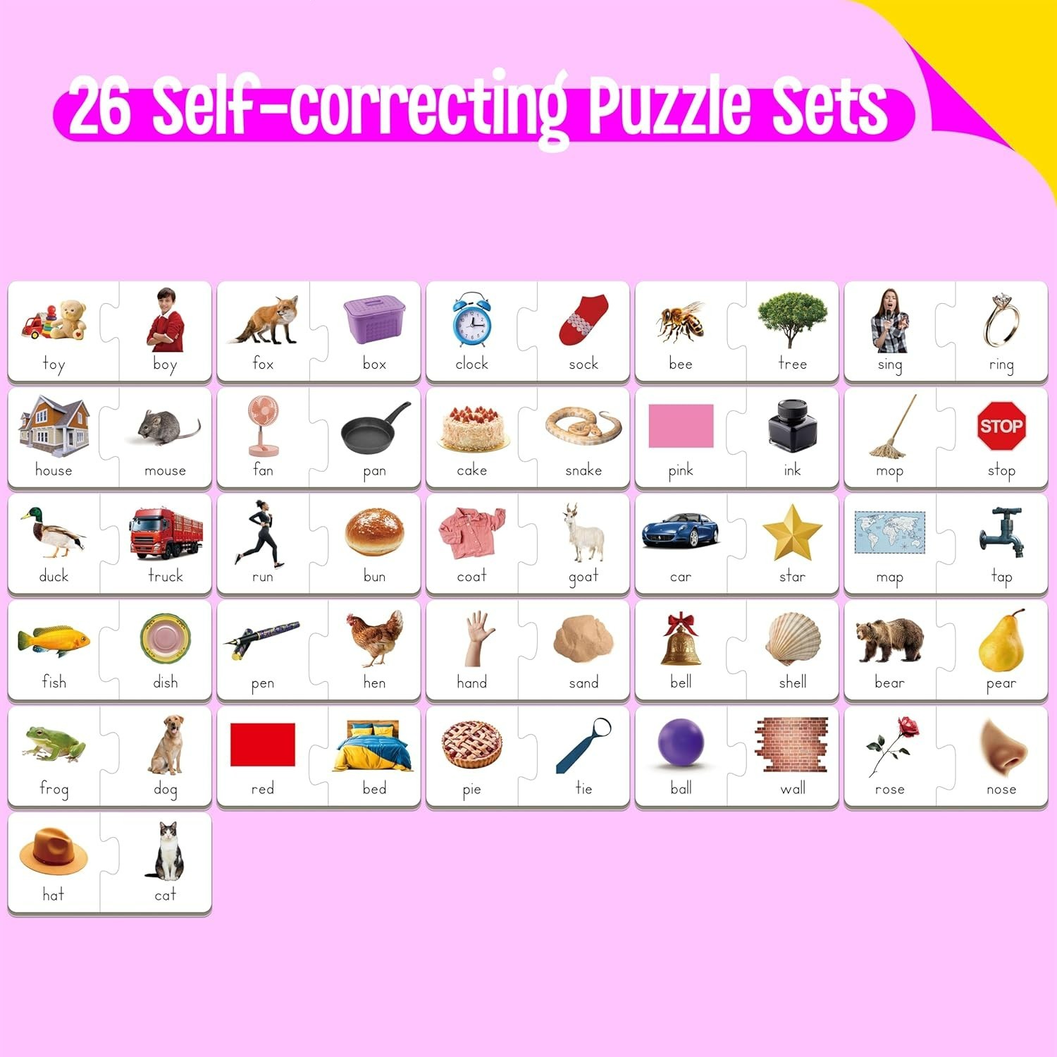 Compact Phonics Matching Game: 26 Rhyming Puzzles for Early Learning Adventures