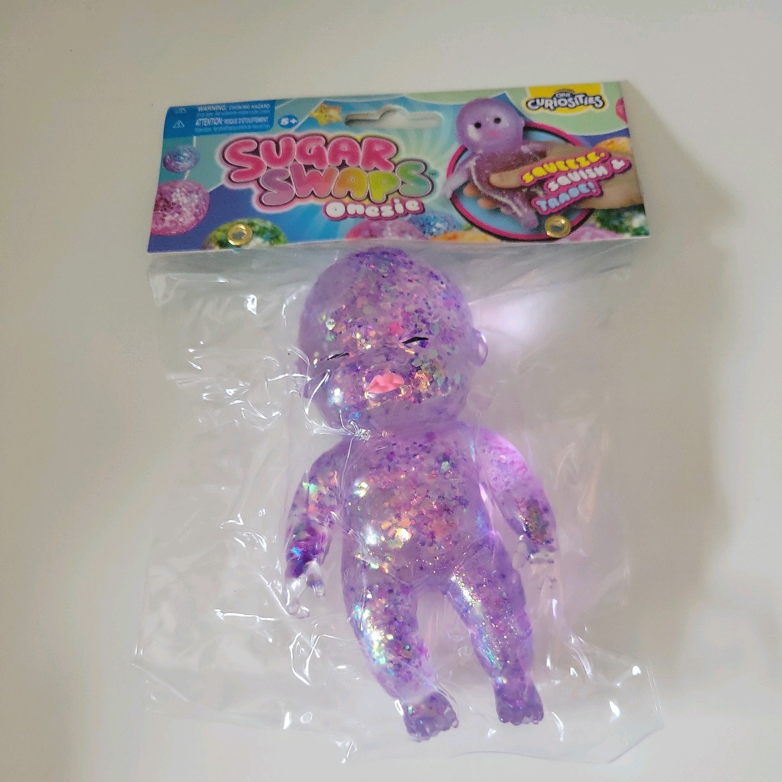 Sugar Swaps Orb Curiosities 5″ BABY Glitter Squishy SET OF 3 Pink Blue Purple
