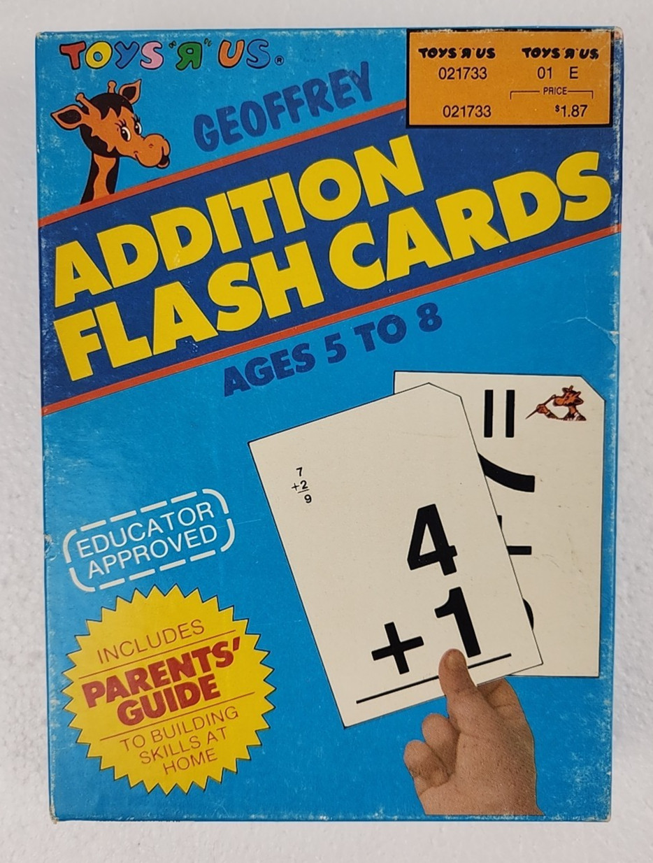 ✅ TOYS R US Geoffrey Addition Flash Cards – 1979 – Resealed!