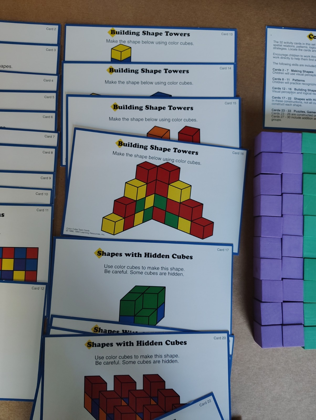 Learning Resources Color Cube Activity Task Cards 102 FOAM Quiet Shape Cubes