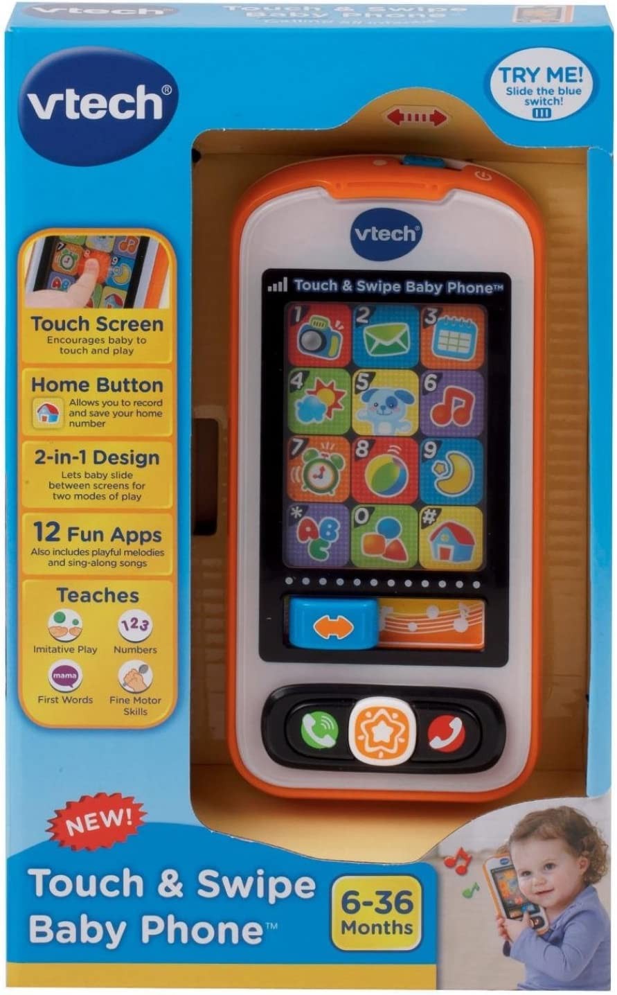 VTech Touch and Swipe Baby Phone, Orange 6 months – 3 years,