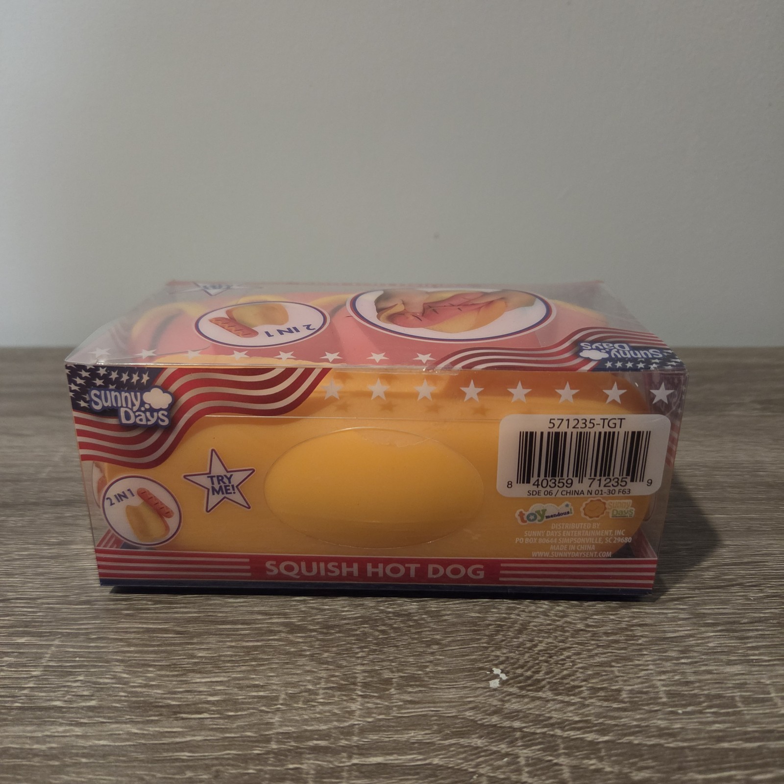 Squishy Hot Dog Squeezy Fidget Toy Sunny Days 2-in-1 Hotdog Stress Relief NEW