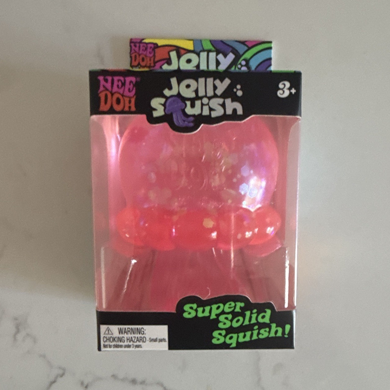 NeeDoh JellySquish Pink Jellyfish Super Solid Squish Squeeze Toy 3+
