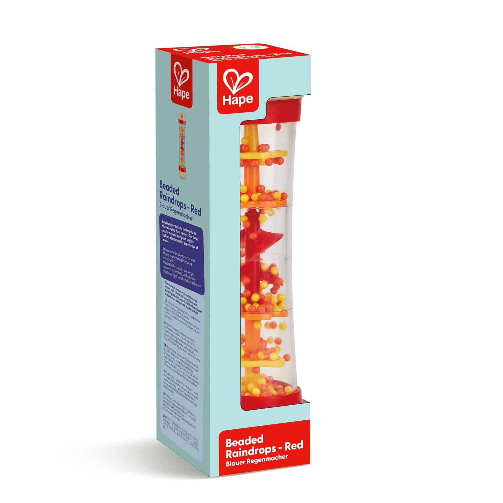 Hape Beaded Raindrops | Mini Wooden Musical L: 2, W: H: 7.9 inch, Red